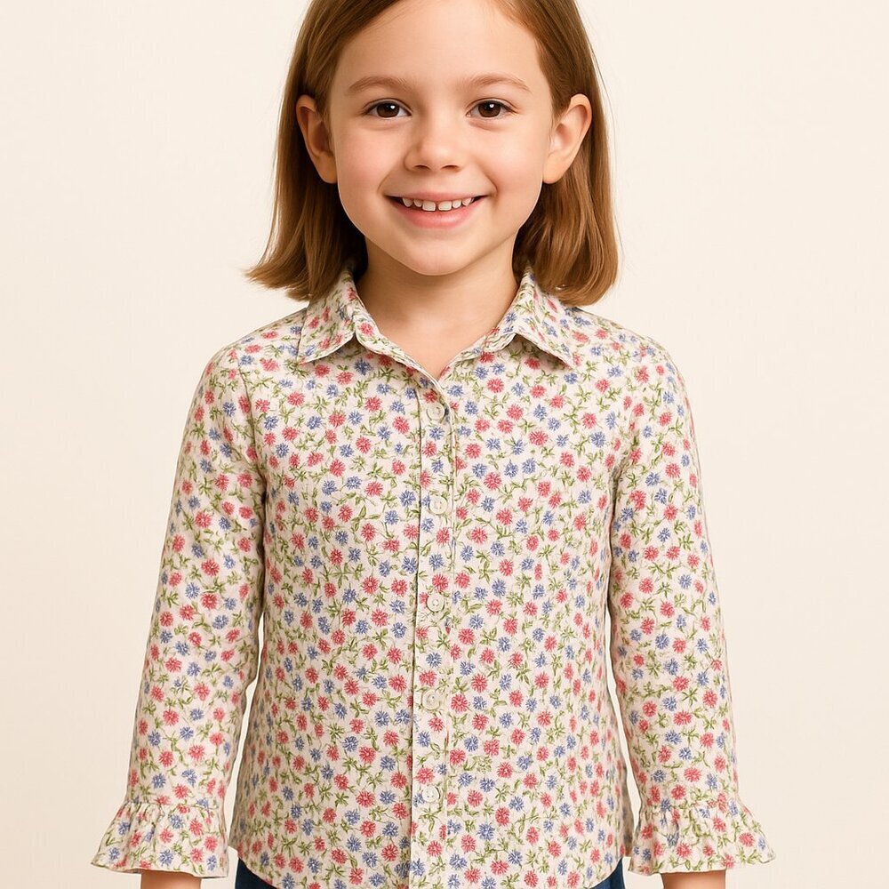 Talbots Kids Vintage Floral Button Down Shirt - Size 6